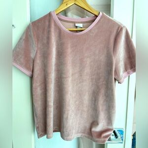 A NEW DAY blush velvet T-shirt top, size L